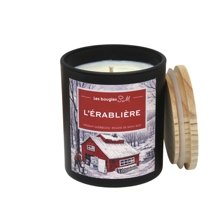 érabliere , bougie , soja , cire de soja , naturelle, bougies sm , produit québécois, sucrées   ,réconfortant , maple syrup, bougiessm , chandelle, candle ,