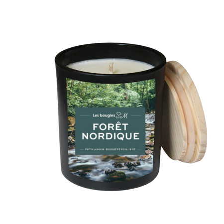 Bougie Forêt Nordique – Boisée & vivifiante foret nordique ,bougiessm , cire de soja ,nordic , forest , winter ,foret , candle , soya wax , fait a la main , 